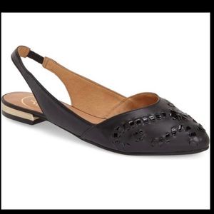 NEW JACK ROGERS RORY BLACK LEATHER SLINGBACK- 7